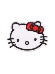 SANRIO 1 pieza Parche bordado de Hello Kitty, pegatina de dibujos animados linda, parche de tela adecuado para ropa, sombreros, pantalones - Ver 5