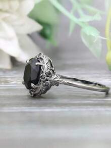 Retro Elegant Style Women's Ring, Classical Vintage Black Filigree Ring, Valentine's Day Gift, Suitable For Holiday Parties, Dances, Christmas, Thanksgiving, Daily Wear, Wedding Engagement Wear, Best Gift Giving,High Quality Jewelry, Exquisite Craftsmanship. - 彩色 - 查看 6