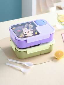 Bento Box, Lunch Box, School Lunch Box, Snack Box, Multi-Color Lunch Box, Lunch Box Set With Fork And Spoon, Lunch Box Bag, Lunch Bag, Microwave , Suitable For Home, Students, School, Office, Travel, Outdoor Picnic - Multicolor - View 8