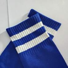 1 par de meias esportivas casuais de cor sólida, unissex, para adolescentes e adultos, ideais para ciclismo e escalada - perfeitas para a primavera e o outono, meias altas, combinação de cores simples e clássica. - Multicolorido - Ver 2