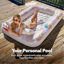 4-In-1 Inflatable Sunbathing Pool Lounger, Extra Large Swimming Pool Float With Pillow, Comfortable Inflatable Floating Raft Suitable For Home And Outdoor Activities, Picnics, And Leisure - Multicolor - View 7