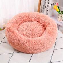 Giường ngủ cho thú cưng hình bánh donut tròn sang trọng, giường ngủ ấm áp mùa đông dài bằng vải nhung cho chó, ổ nằm cho mèo, đồ dùng cho thú cưng phù hợp với chó và mèo cỡ vừa và nhỏ - Siêu mềm, có thể giặt, ổ nằm thoải mái với đáy chống trượt, lý tưởng cho mùa đông. - Hồng - Xem 8
