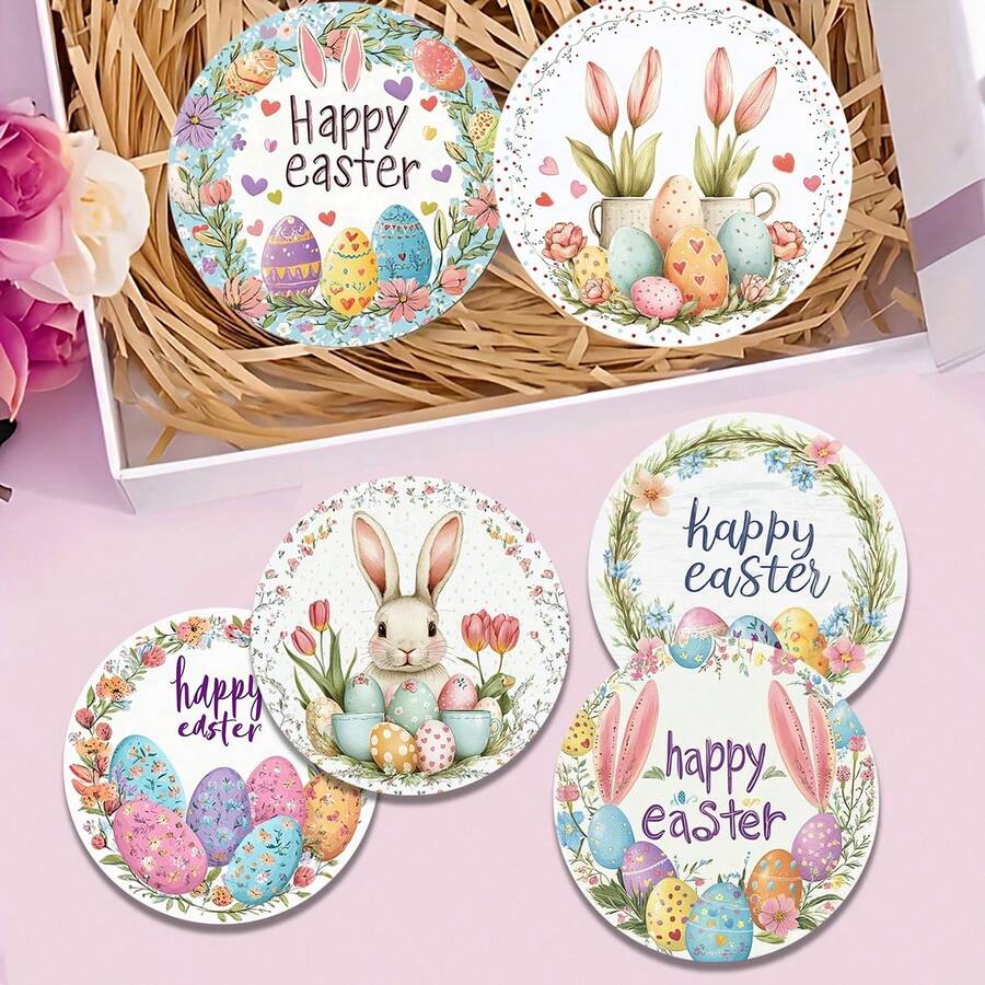 4 Stück/6 Stück/300 Stück Osterhasen Eier Muster bedruckte Kieselgur Untersetzer, geeignet für Heimdekoration, Cafés, Nachmittagstee, Restaurantdekoration, thematische Partys, tägliche Dekoration und auch als Geschenk geeignet - Verschiedenfarbig - Übersicht 1