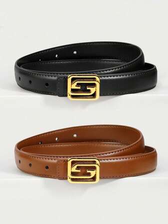 1/2pcs High End Zinc Alloy Buckle Women's Belt Pants, Simple And Fashionable Multifunctional Dress, Decorative Belt, Women's Belt