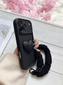 1件情人节DIY毛绒爱心手机挂绳手机壳，兼容三星Galaxy S25、S24、S24 Plus/S24+、S24 Ultra、S24 FE、S20、S21、S22、S23以及11/11 Pro/11 Pro Max/12/12 Pro/12 Pro Max/13/13 Pro/13 Pro Max/14/14 Pro/14 Pro Max/15/15 Pro/15 Pro Max/16/16 Pro/16 Pro Max和 16E。 - 黑色 - 查看 2