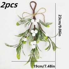 2 Packs Of Hanging Artificial Mistletoe Decorations, Frosted Mistletoe Hanging Ornaments, Suitable For Trees, Mantels, Walls, Doors And Windows, Party Gifts, Home Decor, Valentine's Day Gifts, Christmas Decorations, Room Decorations - Multicolor - View 6