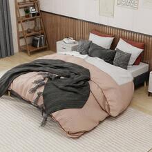 Modern Minimalist Bed Frame, 160 X 200 Cm, Grey, Upholstered In Dutch Velvet, Low Slatted Base, Contemporary Style Bedroom Furniture. Gas Spring, Headboard And Mattress Not Included. - Gray + Fabric + Metal + Memory Foam - View 12