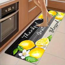 1pc Lemon Print Washable Decorative Carpet, Kitchen Rug, Kitchen Mat, Kitchen Carpet, Doormat, Small Rug, Carpet, Runner, Floor Mat, Home Decor, Area Rug, Outdoor Mat, Bedroom Carpet, Washable Rug - Multicolor - View 1