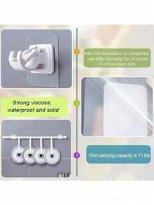 8/4/2pcs Self-Adhesive Curtain Rod Brackets, Curtain Rod Hooks, Adjustable Curtain Rod Hooks, Bathroom Curtain Rods, Wall-Mounted Hooks, Heavy Duty Kitchen And Bathroom Door Adhesive Hooks, Suitable For Home, Living Room, Bedroom, Kitchen, Bathroom, Hotel Curtain Hooks - Multicolor - View 4