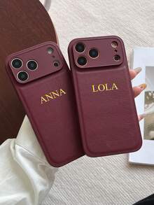 Funda de teléfono personalizada con letra, relieve 3D en lámina de oro, compatible con iPhone 17/16/15/14/13/12/11 Pro Max y series Plus, diseño texturizado burdeos, antideslizante, a prueba de golpes, resistente a arañazos, regalo perfecto para cumpleaños y aniversario - Burdeos - Ver 9