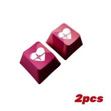 shsosk 2pcs Electrocardiogram R4 Keycaps, OEM Height, PBT Material, 5-Side Dye-Sublimation, Original Theme Keycaps, Couple Keycaps, Mechanical Keyboard Switches, Compatible With 61/64/68/75/84/87/96/98/104/108 Keys Alice Matrix And Other Series - Red - View 6