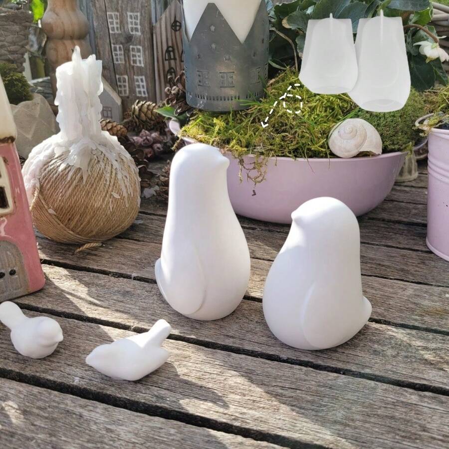 2件套DIY蜡烛模具，鸟形水泥、石膏、树脂浇铸模具，家居装饰摆件硅胶模具 - 白色 - 查看 1