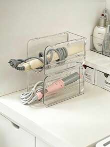 1/2个透明亚克力桌面收纳架，适用于浴室梳妆台，可收纳吹风机、卷发棒、美妆工具等。 - 彩色 - 查看 5
