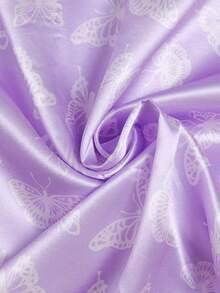 2pcs Tween Girl Purple Butterfly Short Sleeve Shorts Pajama Set - Multicolor - View 9
