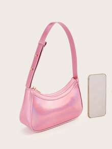 1 pieza Bolso de mano para niñas plateado brillante y reflectante - Rosa - Ver 7