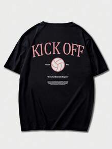 男士宽松英文印花圆领短袖T恤 | 精致设计 | 夏季必备 | 易于搭配 - 黑色 - 查看 4