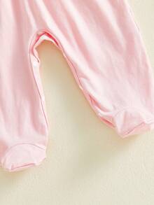 Pelele de manga larga con cuello de muñeca y bordado de cruz para bebé niña de Pascua, ropa bonita para festivales de ocio, ideal para 0 a 12 meses - Rosa - Ver 8