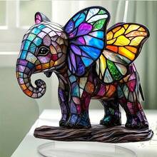 2D Bohemian Acrylic Colorful Elephant Standee Decor, No Electricity Needed, Suitable For Christmas, Valentine's Day, Father's Day, Graduation - Charming Gift For Her, Office And Home Decoration