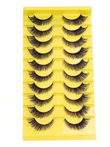 LIMEIKAI 10 Paar neue schräge Cartoon-Wimpern aus der Fuchsserie, volle Streifen Wimpernverlängerung für europäischen und amerikanischen Stil - Katzenaugen Wimpern - Übersicht 10