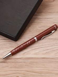 [Customized] 1 Set High-Quality Pen Gift And Brown PU Keychain Set, Can Customize Name, Anniversary, Corporate Slogan, Suitable For Corporate Employee Activities, Gifts For Family, Friends, Colleagues, Year-End Bonus - Multicolor - View 3