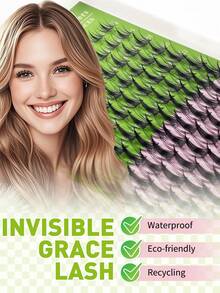 120 piezas Grupos de pestañas de hada estilo manga C Curl, mezcla de 8-16mm, pestañas naturales y suaves, pestañas postizas individuales DIY fáciles de usar y reutilizables para maquillaje diario - Multicolor - Ver 3