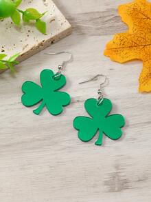 1 Đôi bông tai acrylic màu xanh lá cây hình cỏ ba lá, trái tim, hoa mừng ngày Thánh Patrick - màu xanh lá - Xem 6