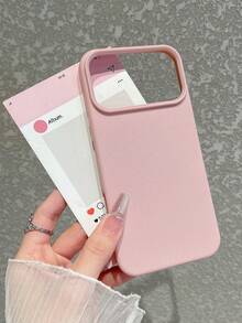 1pc Pink Faux Leather Texture Phone Case With Lens Protection And Shock-Absorbing Function, Suitable For IPhone And Galaxy, Minimalist Fashionable Aesthetic Accessory For IPhone 15/16/17/17 Pro Max - Pink - View 10
