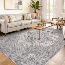 WISH TREE Alfombra moderna de patchwork geométrico, alfombra grande naranja moderna, alfombras decorativas contemporáneas para sala de estar, dormitorio, entrada, comedor, oficina, alfombra lavable. - Boho gris - Ver 5