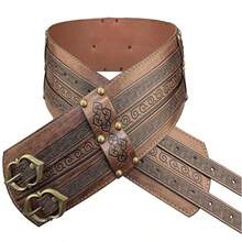 1pc Medieval Wide Belt - Heavy-Duty -Like Belt With Ornate Metal Buckle & Celtic Knot Design, Vintage Medieval Waist Cinch, Renaissance Fairs, Costume Parties, Historical Events - Durable Belt For Men & Women - Roleplay Accessory - A - View 3