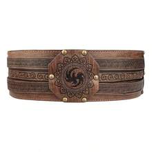1pc Medieval Wide Belt - Heavy-Duty -Like Belt With Ornate Metal Buckle & Celtic Knot Design, Vintage Medieval Waist Cinch, Renaissance Fairs, Costume Parties, Historical Events - Durable Belt For Men & Women - Roleplay Accessory - A - View 8