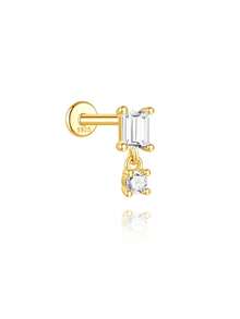 1pc 925 Sterling Silver Cartilage Earrings For Women Flat Back Hypoallergenic Stud Hoop Cartilage Earring Daith Conch Tragus Helix Piercing Jewelry Gift For Women - Gold - View 19