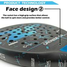 2 piezas JOEYPLAY Raqueta de tenis de fibra de carbono 24K, raqueta de pádel de alto rendimiento con cabeza de diamante, raqueta de playa de fibra de carbono ultraligera roja, superficie texturizada 3D de alto agarre, núcleo de espuma EVA con excelente elasticidad, mango ergonómico antideslizante, diseño de alta absorción de impactos, potencia y efecto liftado sin esfuerzo, raqueta deportiva de moda (incluye 2 pelotas de tenis) - Azul - Ver 7