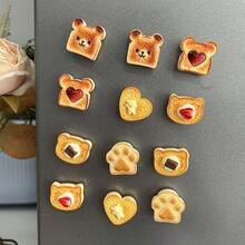 1 Set Of 1pc/6pcs Cartoon Toast Pattern Resin Fridge Magnets, Creative Stickers, Cute Decor, Personalized Refrigerator Magnets, Suitable For Kitchen, Office, Whiteboard, Storage Cabinet And Dishwasher, Home Kitchen Decor, Party Gifts - Multicolor - View 8