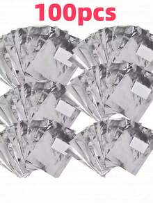 50/100/200pcs Nail Polish Remover Foil Wraps, With Pads Aluminum Foil Wrap, Nail Polish Remover Tools, Metal Cuticle Pusher, Nail Gel Remover, Remover Caps - Silver - View 12