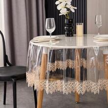 Clear Vinyl Tablecloth Protector Waterproof/Oil-Proof PVC Table Cloth Transparent Sheet Table Cover 60'' X 108'' Rectangular - Pattern B+90" (Round) - View 2