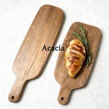 1pc Wooden Cutting Board, Serving Tray With Handle - Decorative Platter Suitable For Bread, Cheese, New Home, Wedding Gift, Outdoor Picnic, Bar. Cutting Board For Cooked Food, Kitchen Accessory, Gift For Cooking Enthusiasts