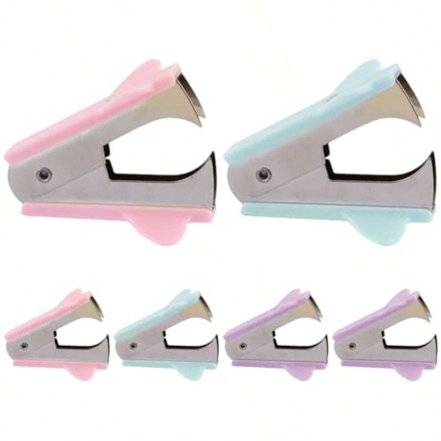 XISH Homoyoyo 6 piezas Kit Quita Grapas Portátil Pastel Mini Herramienta para Remover Grapas de Oficina de Usar y Ligera para Escuela y Trabajo - como en la foto - Ver 1
