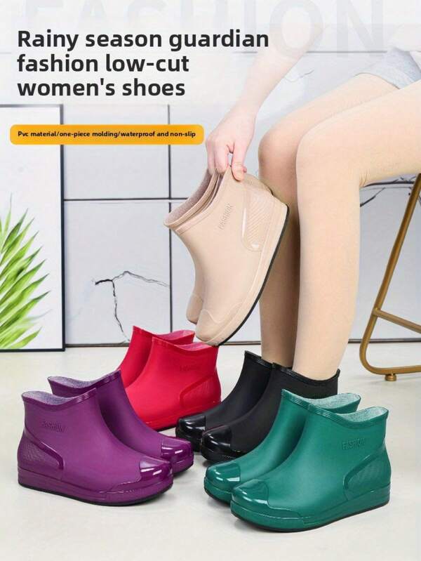 Women's Short Waterproof Rain Boots, Warm Anti-Slip Rubber Boots, Glosters Insulation,Galentines,Puppy,Carnival,Party Decorations