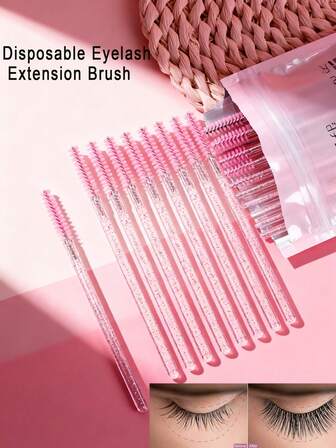 100/50/25pcs Disposable Eyelash Extension Brush Makeup Brush Mascara Wands Applicator Spoolers Eyelashes,Spoolies For Lash Extensions, Makeup Eyebrow Tool,Eyebrow Brush,Eyeshadow Brush,Spoolie,Spoolie Brush
