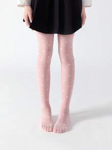 1/2/3/5 双女童紧身裤，儿童紧身裤，婴儿紧身裤，粉色，纯色，儿童舞蹈裤，无脚网眼紧身裤，卡通心形图案，提花薄款，高弹无脚网眼丝袜，网眼袜，舞蹈袜，适合日常穿着，可爱校园风舞蹈裤，春夏常规无脚裤，适合学生日常聚会，搭配裙子、短裤、鞋子，开学紧身裤，新学期，教室