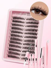 216pcs D-Curl Cluster False Eyelashes, DIY Makeup Essential, Large Capacity, Soft & Natural, Beginner-Friendly, Thick & Fluffy, Individual Lash Set, Long-Lasting & Dense, Mixed Styles, Suitable For Beginners & Everyday Use, Applicable For Weddings, Parties, Cosplay, And Music Festivals - Multicolor - View 10