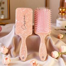 1pc Customized Air Cushion Hair Brush, Large Square Scalp Massager Comb, With Personalized Name/Text, Party Gift, Christmas Gift For Women, New Year Gift, Square Marble Pattern Comb, Long Hair Air Cushion Brush, Large Anti- Hair Brush Air Cushion Brush - Multicolor - View 8