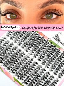 Asiteo 252pcs D-Curl 30D Cat Eye Cluster Eyelash Extensions, Bulu Mata Palsu Tampilan Alami yang Memanjang di Sudut Luar, Lembut dan Ringan, Dapat Digunakan Kembali - D - View 4