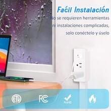 toma de corrienteExpansor de Toma de Corriente Extensor de Toma Corriente Cuenta con USB-A USB-C y 2 Salidas de CA Gira 180 Extiende de 45 a 80cm Uso Detrás Sofás Escritorio Mesilla Noche - Blanco - Ver 6