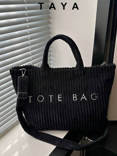 This Brand New Retro Fashion Corduroy Handbag Features A Closure Design, Lightweight And Minimalist, With Letter Details. It Comes With An Adjustable Long Shoulder Strap, And Is A Soft-Touch Small Capacity Crossbody Bag. Suitable For Women's Daily Casual, Commuting, Work, Vacation And Student Use.