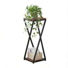 Plant Stands & TablesSoporte Alto para Plantas de Interior Pedestal de 2 Niveles Mesa Auxiliar Pequeña y Alta para Esquina - Marrn - Ver 1
