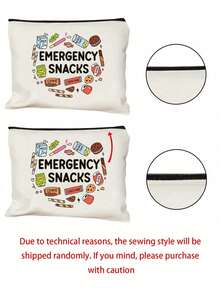 “应急零食”字母印花收纳袋，多功能收纳袋，化妆包，外出就餐，姐妹聚会，零食派对，伴娘化妆品收纳袋，洗漱包，化妆包，送给老师、朋友、护士的礼物袋，送给女性朋友的礼品袋，旅行纪念品，生日，妇女节，派对