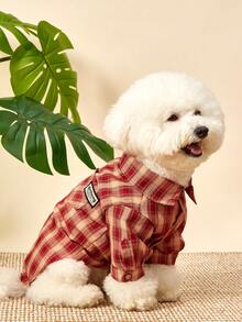 PETSIN 1 件宠物休闲格子衬衫，时尚春夏设计