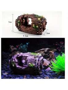 1pc Aquarium Fish Tank Barrel Resin Ornament Cave Landscaping Furnishing Decoration