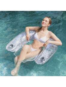 1pc Mermaid Hammock With Cup Holder - Perfect For Beach, Water Sports, Pool Floating Mat, Beach Essential